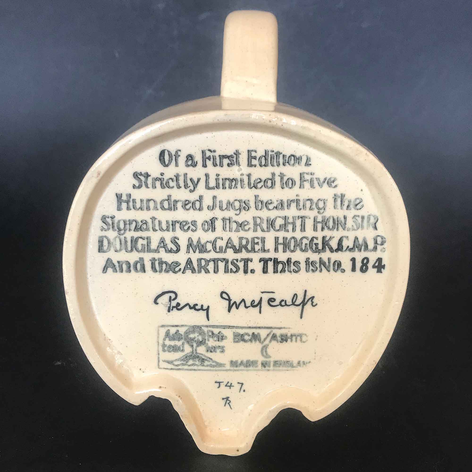 Ashtead Potters Percy Metcalfe J47 Douglas McGarel Hogg Jug Ashtead Potters Percy Metcalfe J47 Douglas McGarel Hogg Jug