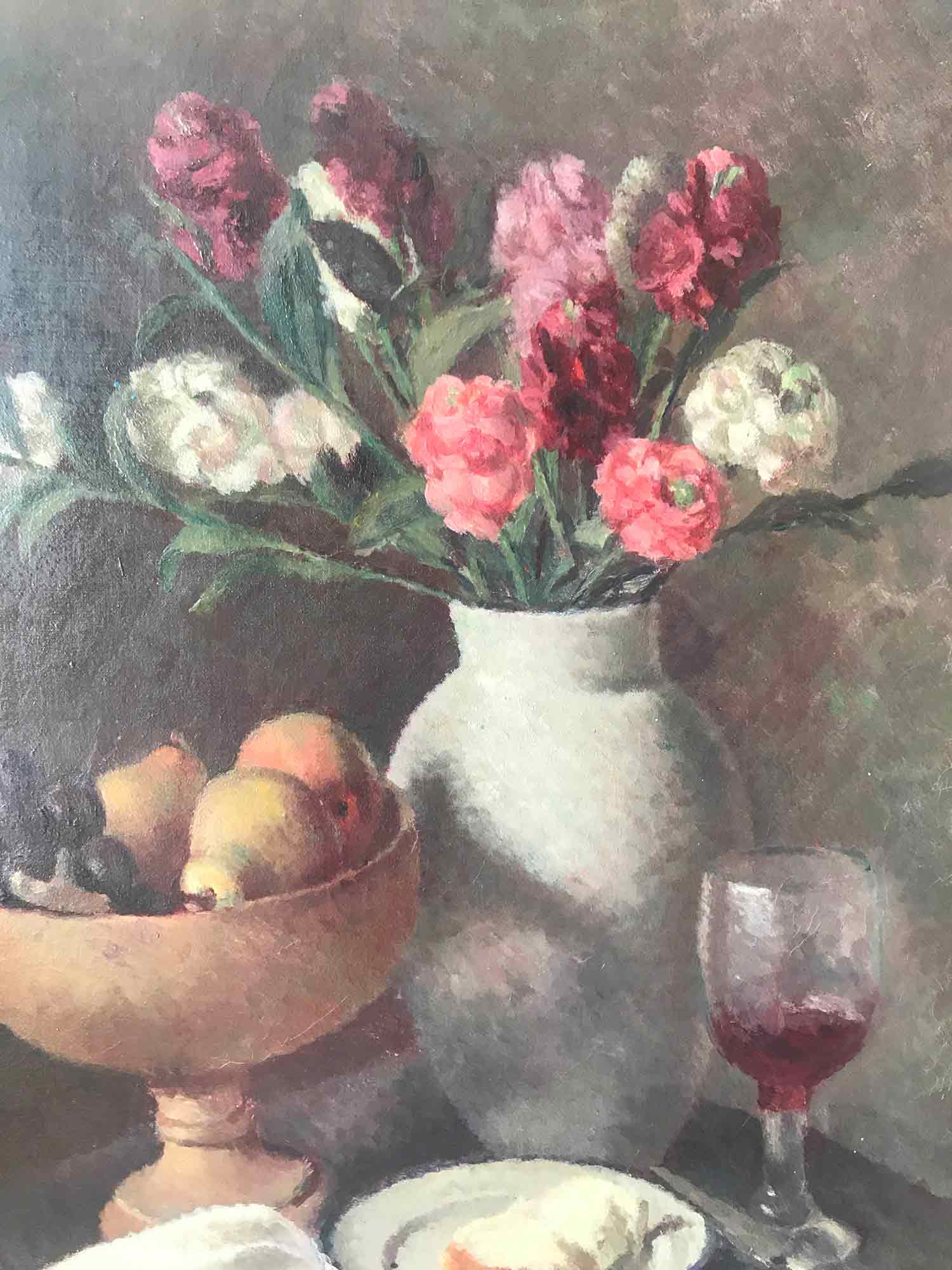 Dorothy Hepworth 'Pinks in Roger Fry's white pottery vase'