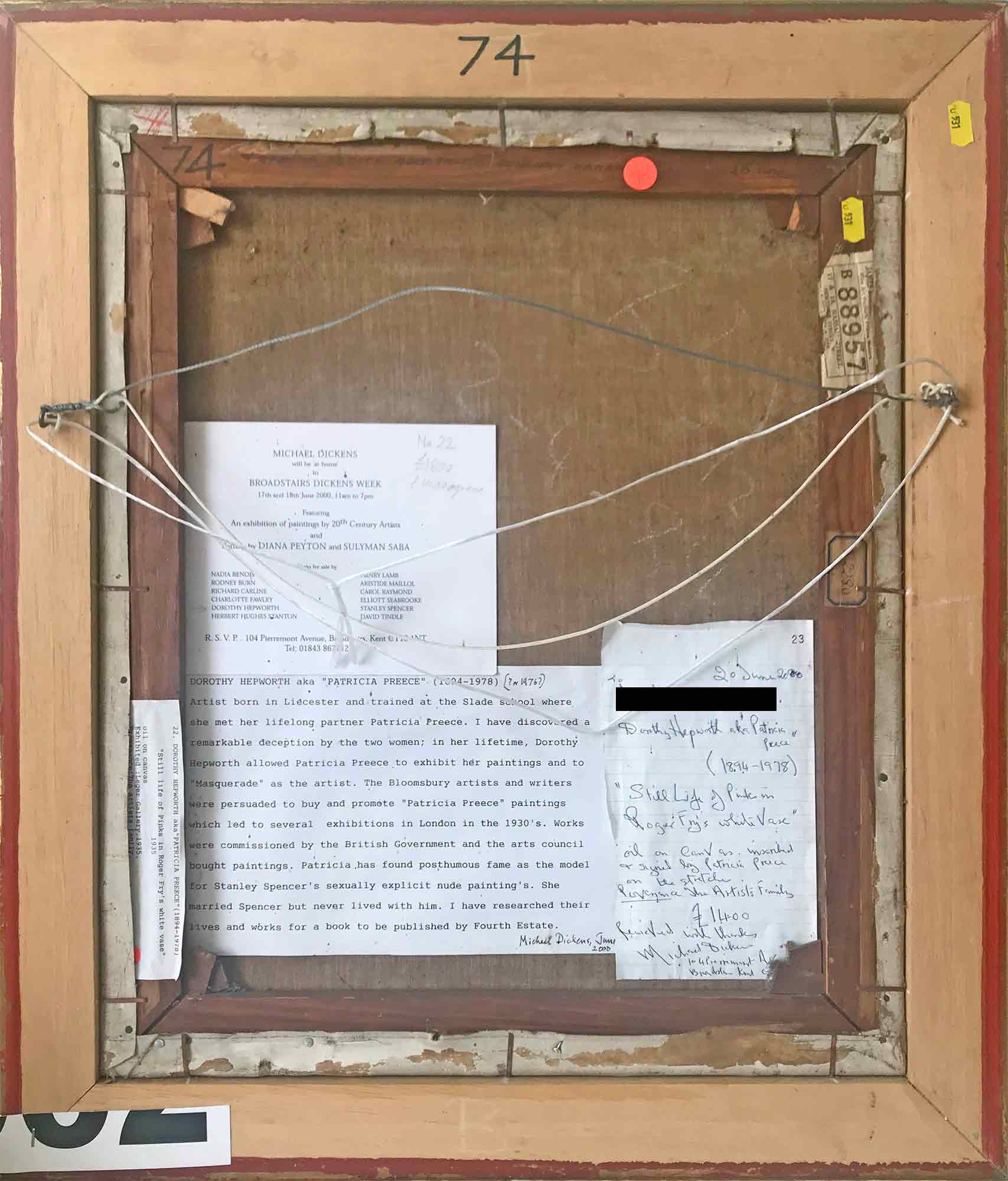 Dorothy Hepworth 'Pinks in Roger Fry's white pottery vase'