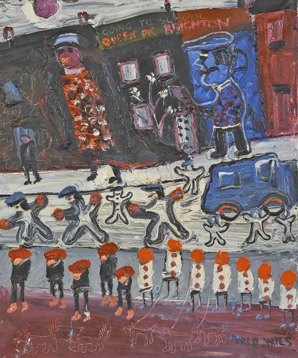 Fred Yates Painting 'Going to School'