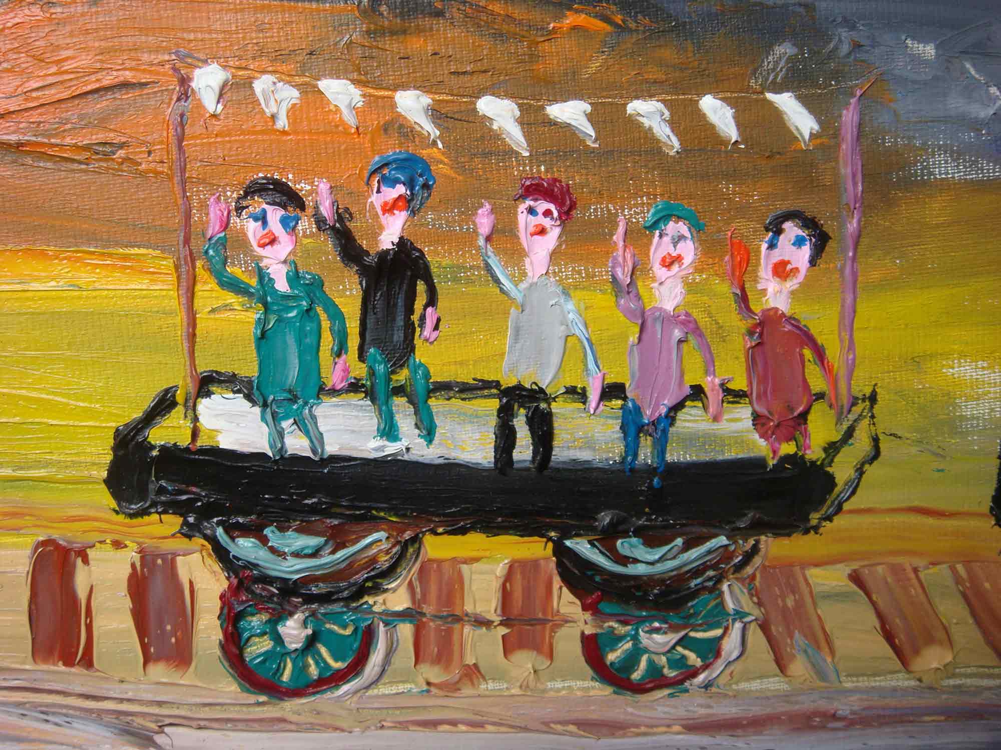 Fred Yates Acrylic Painting 'Train Journey'