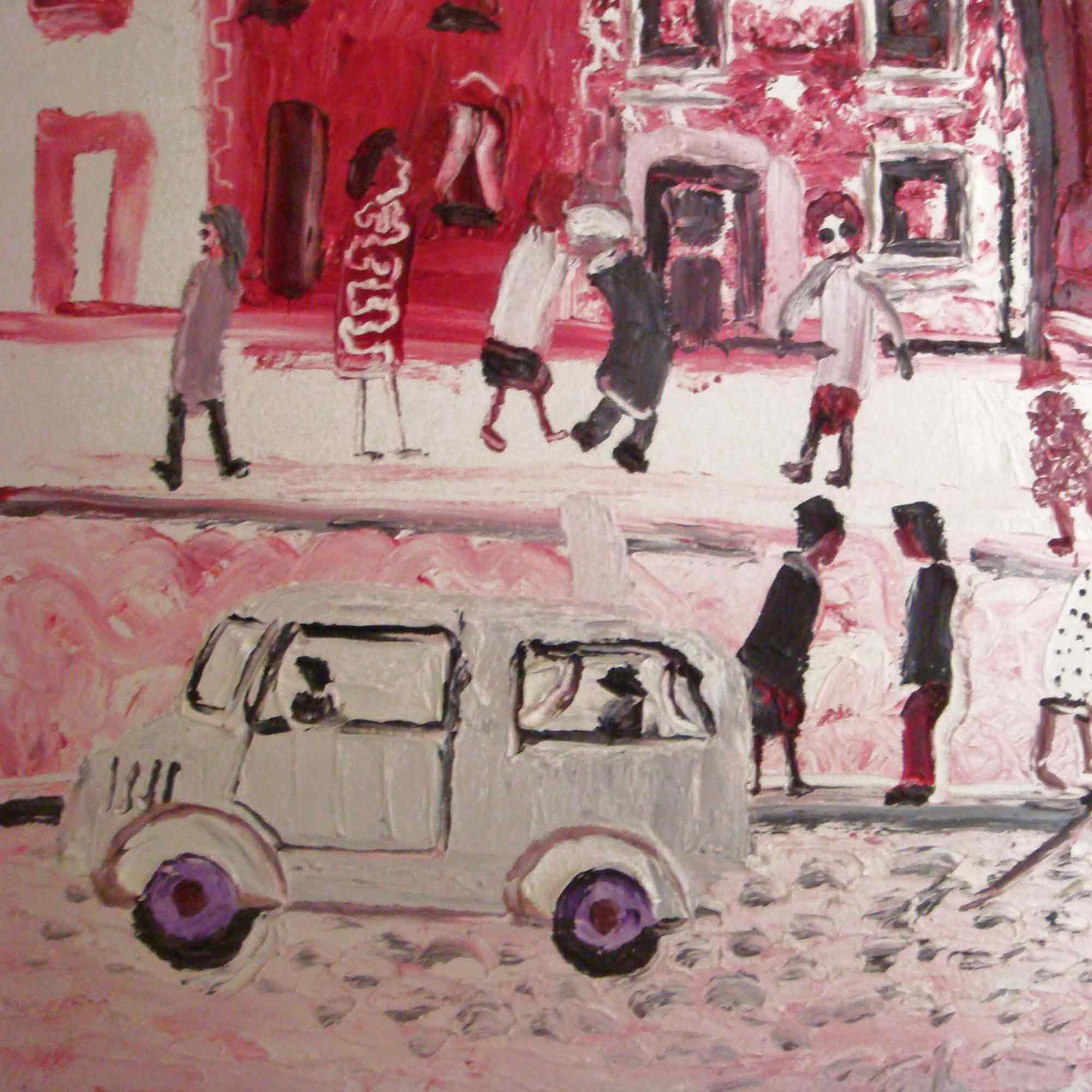 Fred Yates Acrylic Painting 'Train Leaving Station' Fred Yates Acrylic Painting 'Train Leaving Station'