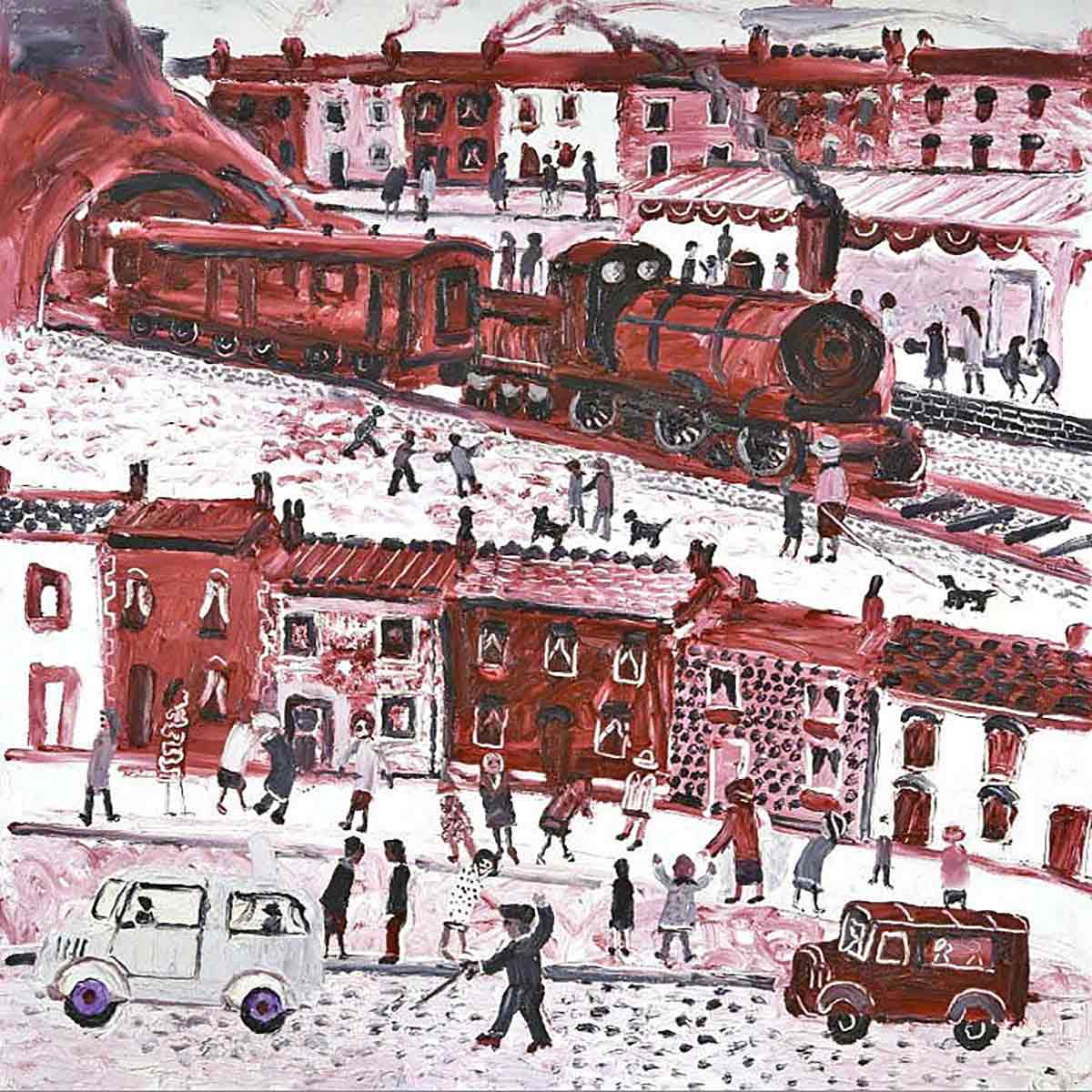Fred Yates Acrylic Painting 'Train Leaving Station'