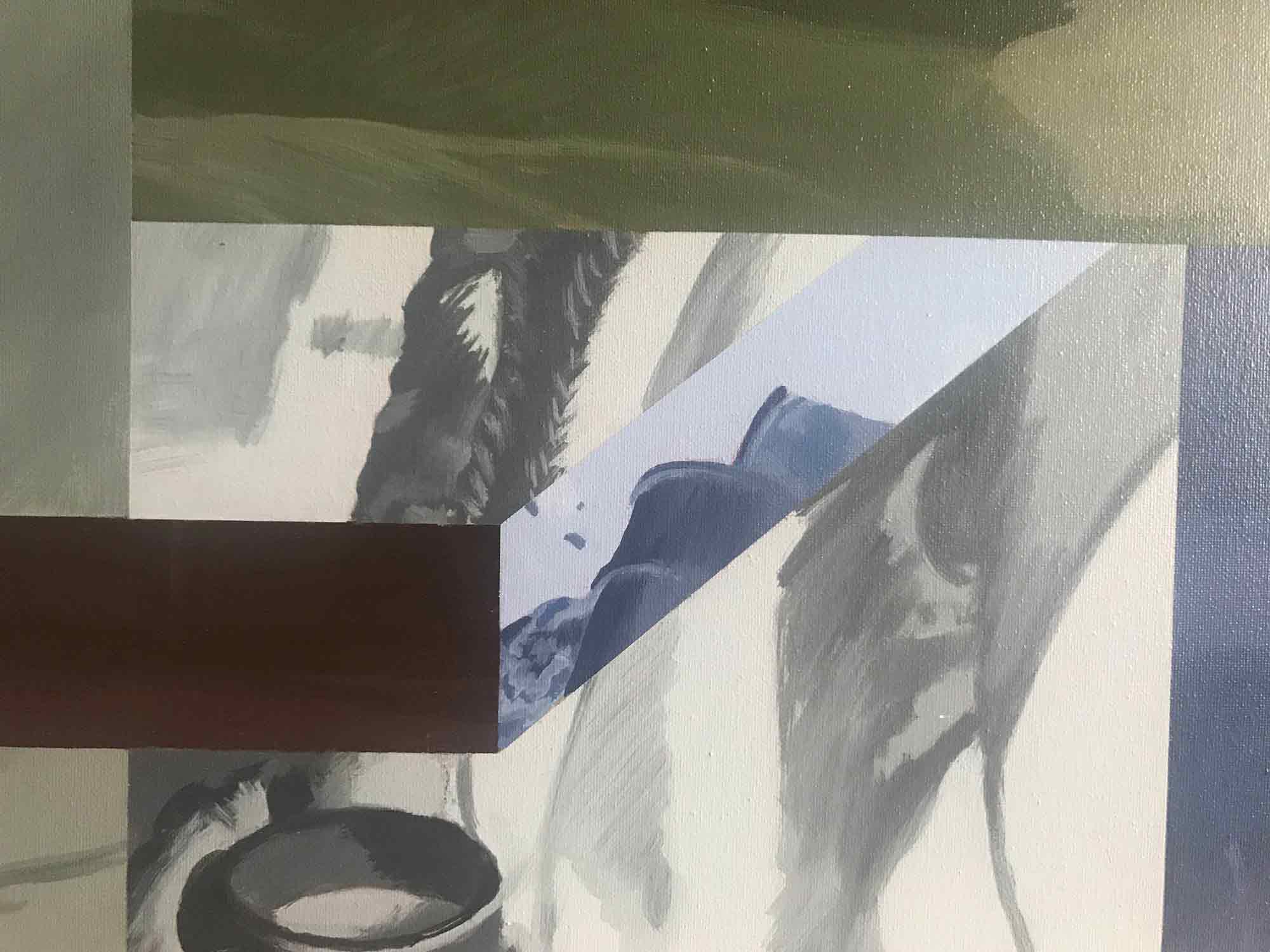 Huge Ron Sims Acrylic on Canvas 'French Indo-China Cat Forms' Huge Ron Sims Acrylic on Canvas 'French Indo-China Cat Forms'