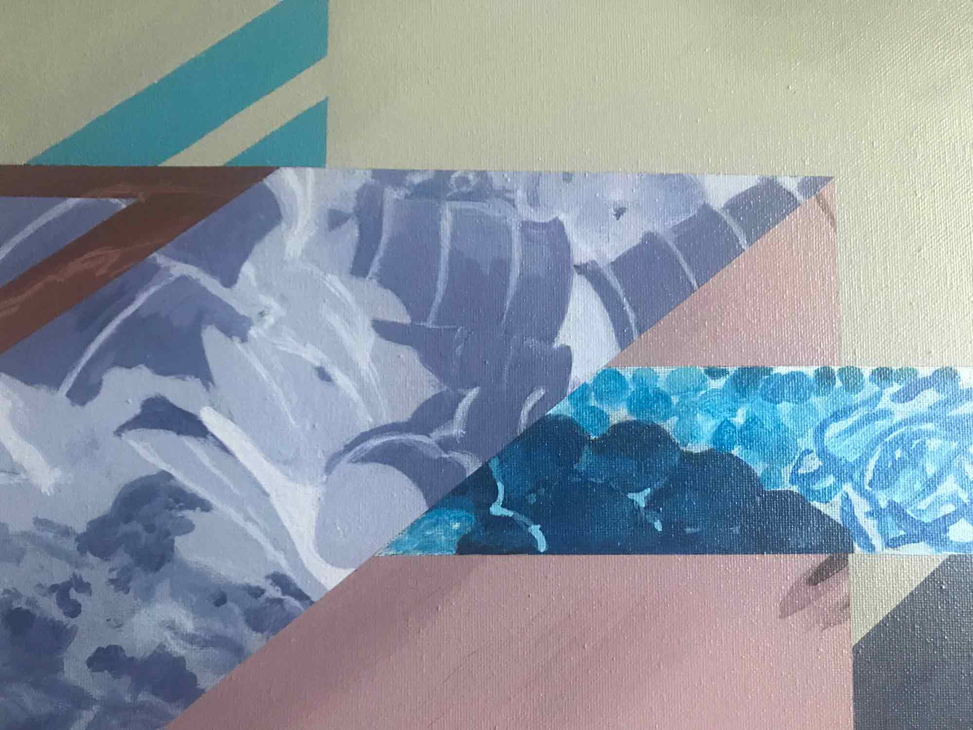 Huge Ron Sims Acrylic on Canvas 'French Indo-China Cat Forms' Huge Ron Sims Acrylic on Canvas 'French Indo-China Cat Forms'