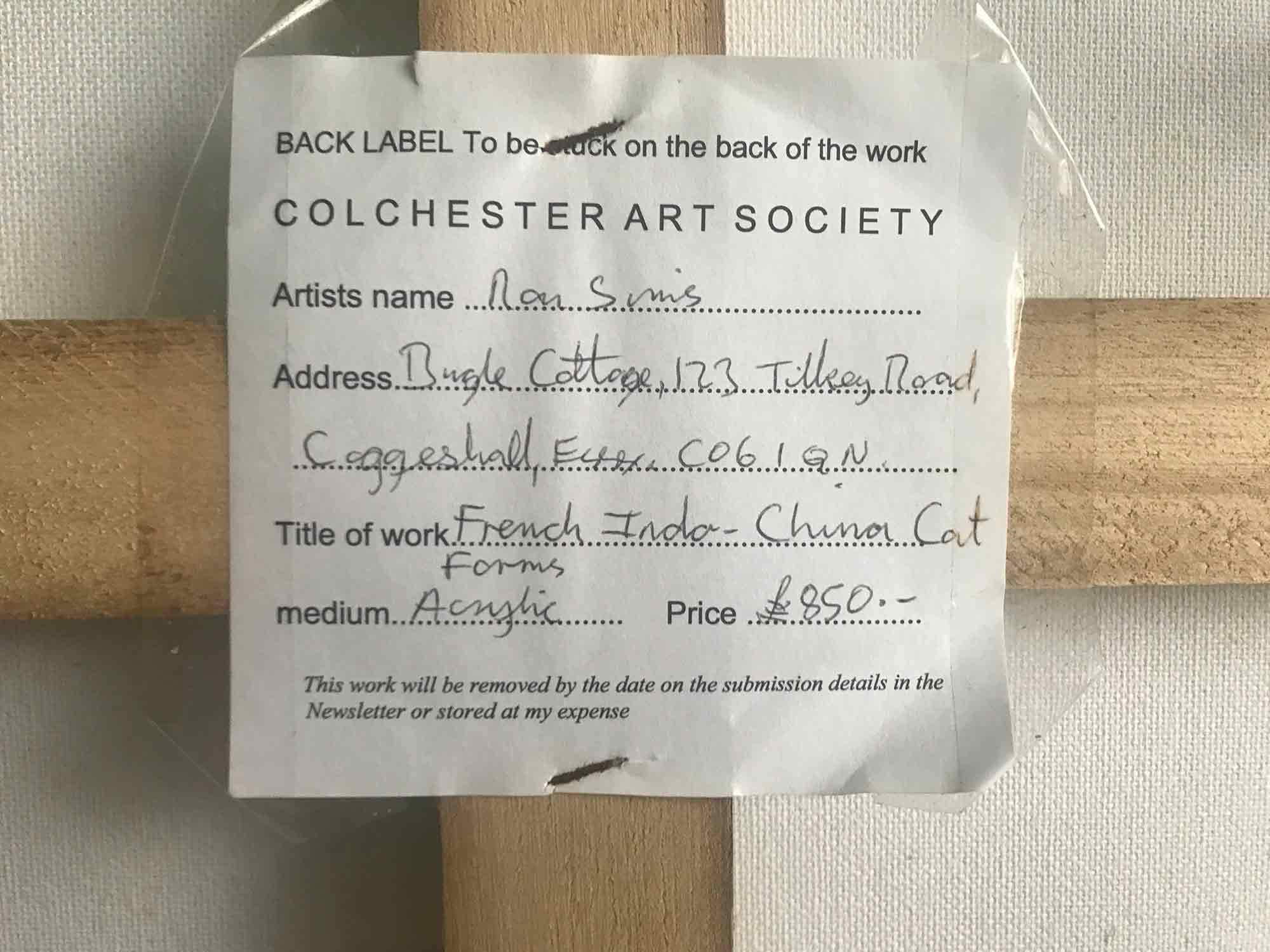 Huge Ron Sims Acrylic on Canvas 'French Indo-China Cat Forms' Huge Ron Sims Acrylic on Canvas 'French Indo-China Cat Forms'