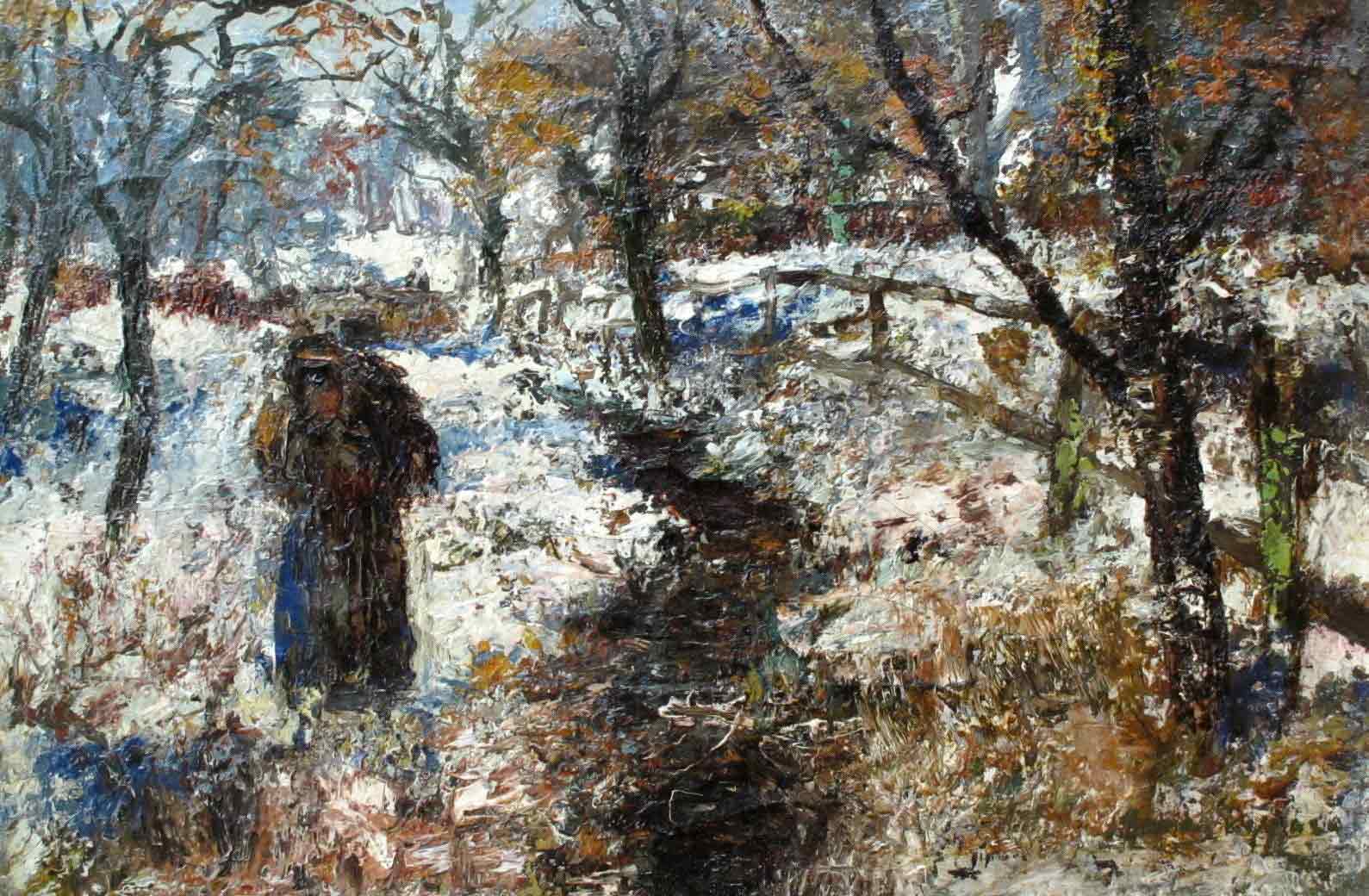 James Kay Oil Painting 'Gathering Sticks - Whistlefield'