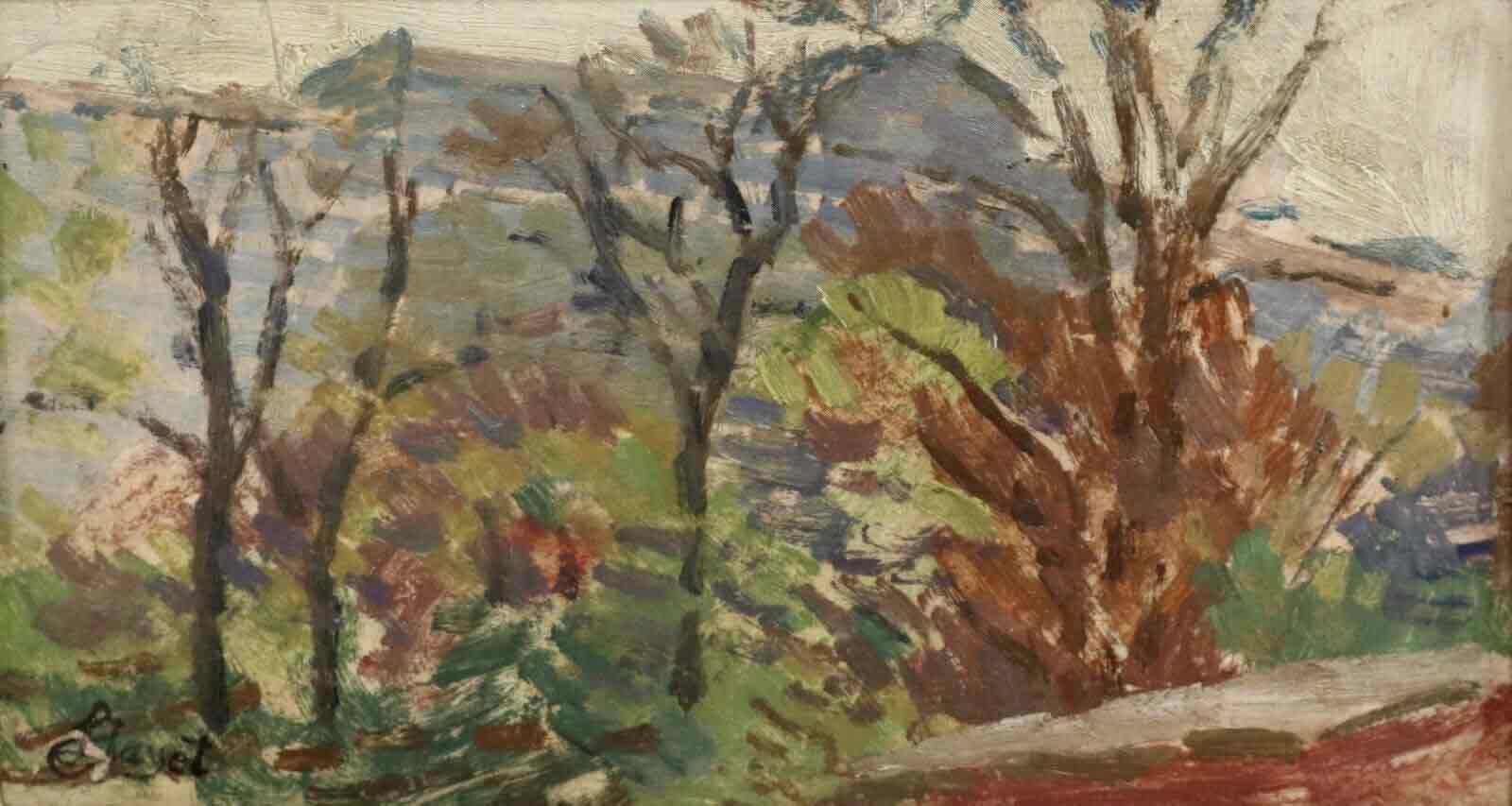 Louis Hayet Oil Painting 'Les arbres rouge'