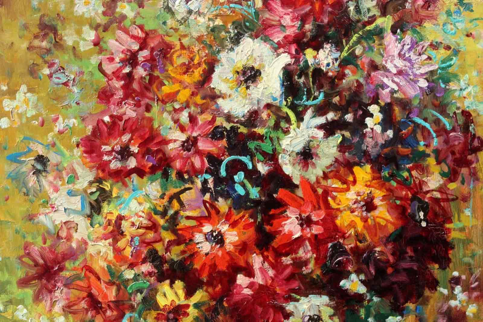Merio Ameglio Italian Impressionist Oil Painting - Flowers