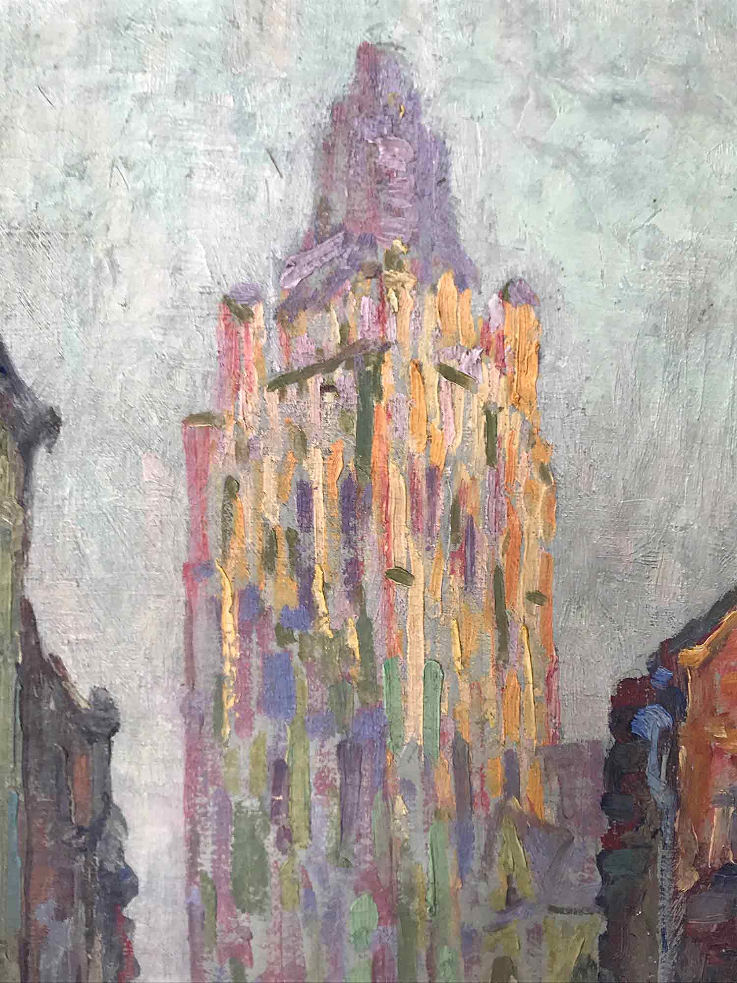 Church Tower - Oil on canvas signed with monogram c. 1900 Church Tower - Oil on canvas signed with monogram c. 1900