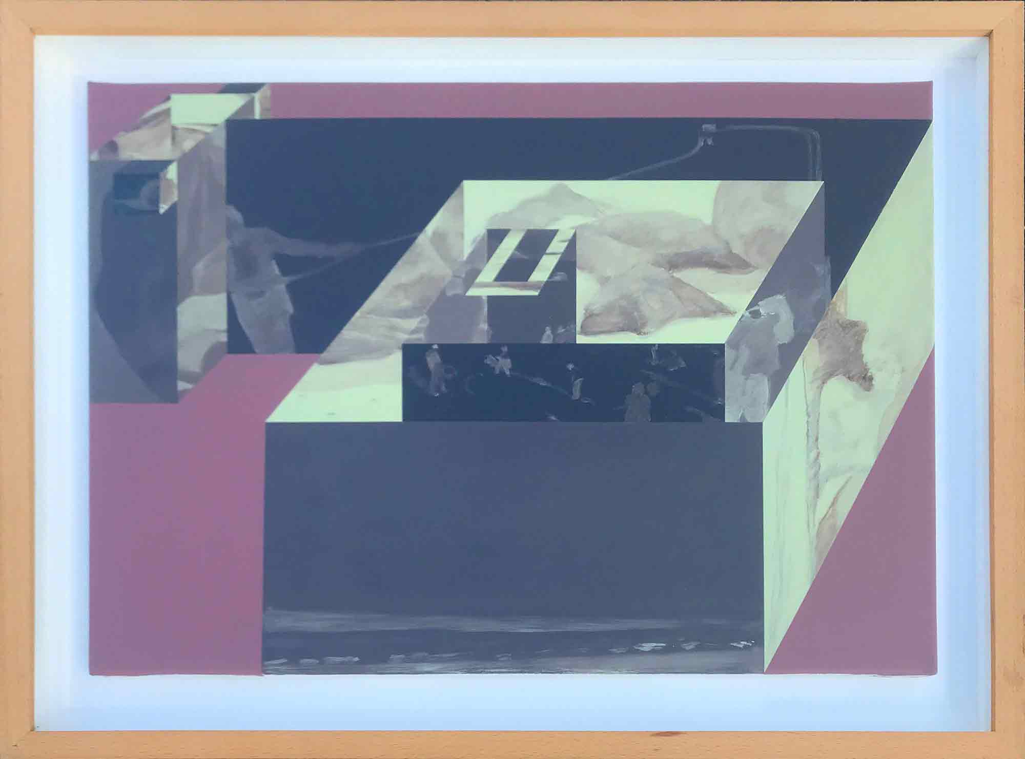 Large Ron Sims Acrylic on Canvas 'Chocolate Spiral Forms'