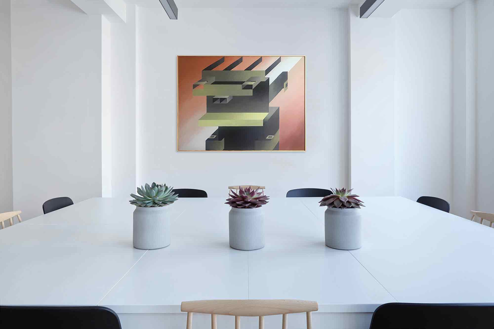 Huge Ron Sims Acrylic on Canvas 'Fleeing Bart Simpson'