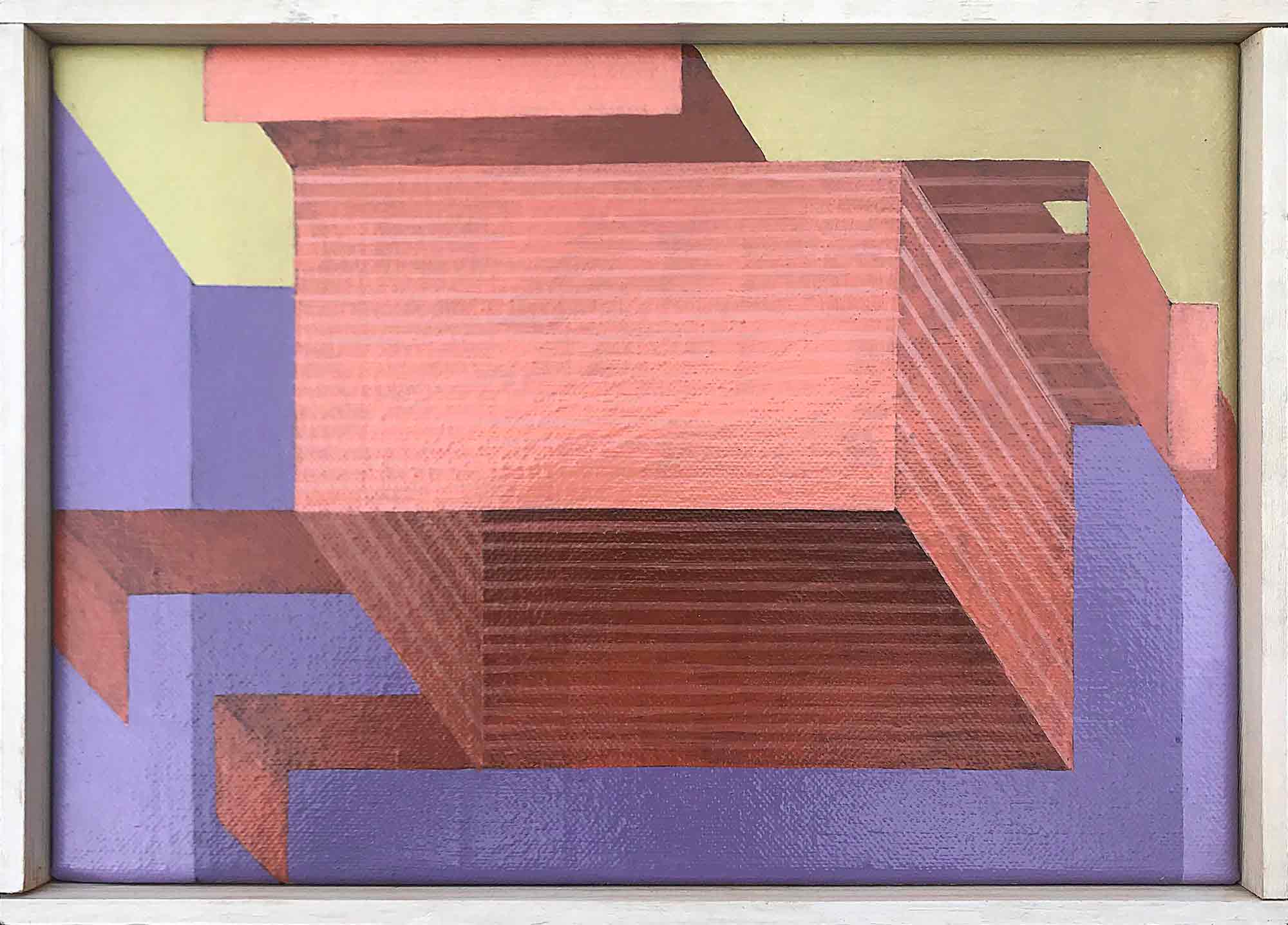 Ron Sims Acrylic on Canvas 'Orange Bird and Architecture'