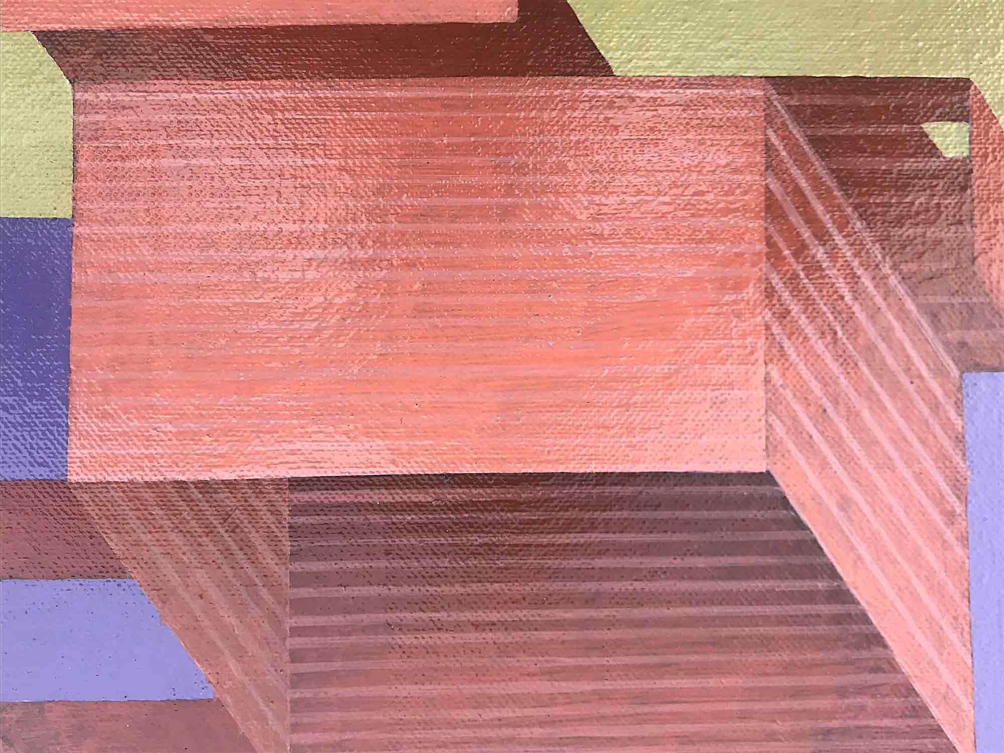 Ron Sims Acrylic on Canvas 'Orange Bird and Architecture'