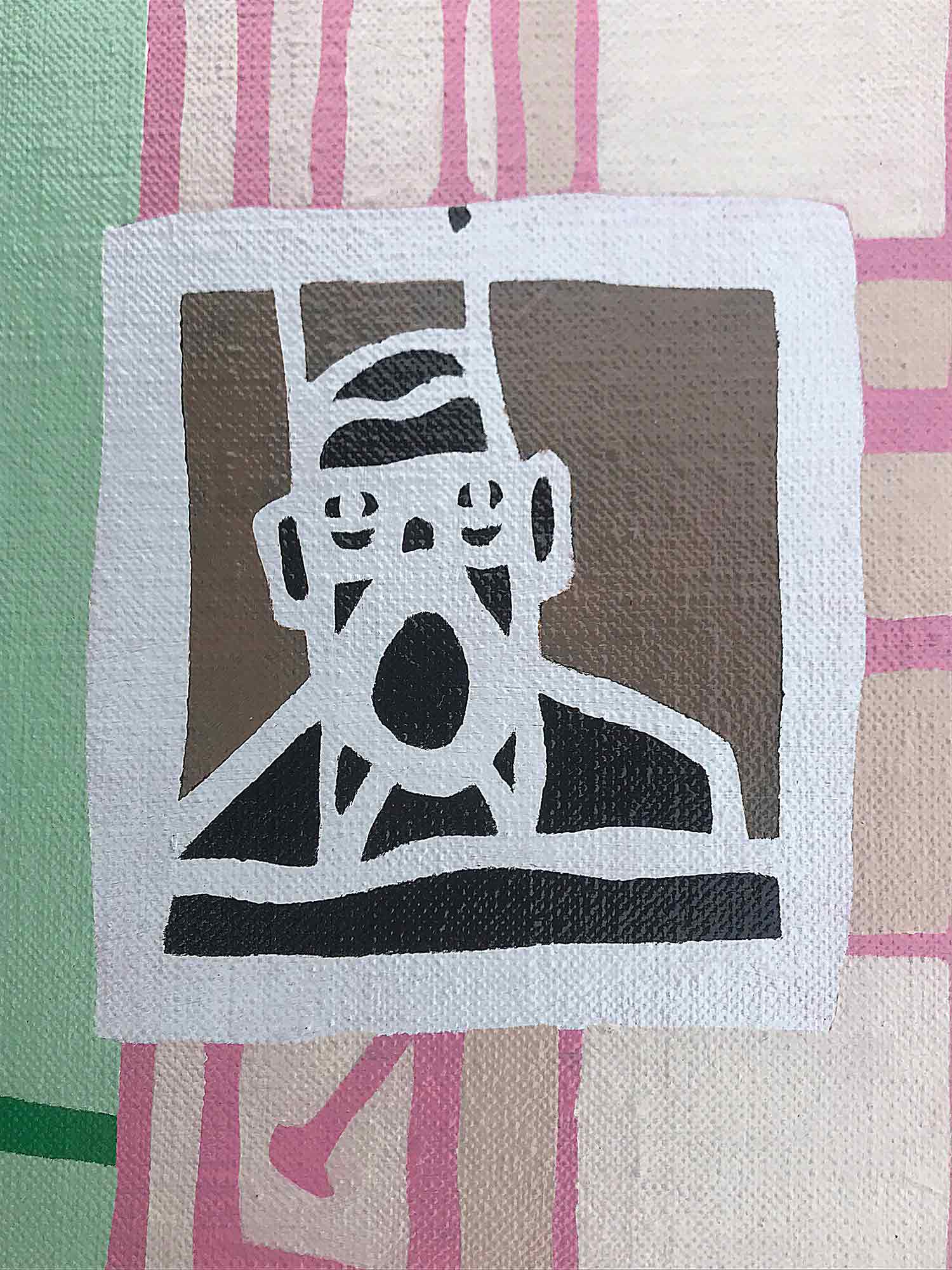 Ron Sims Acrylic on Canvas 'Self Portrait at Easel'