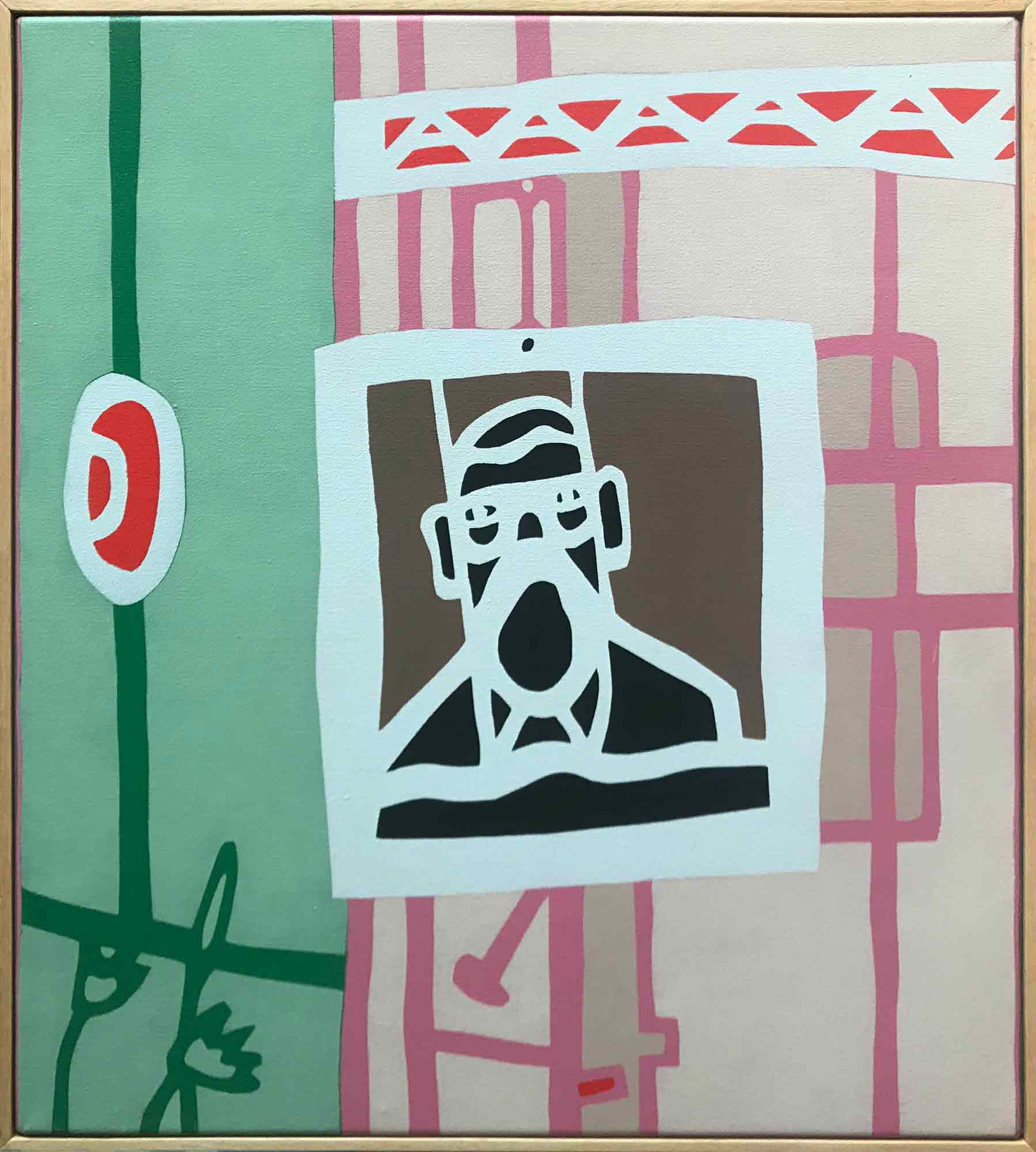 Large Ron Sims Acrylic on Canvas 'Self Portrait at Easel'