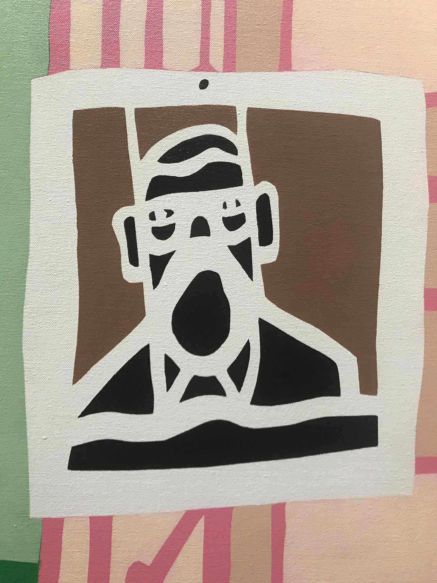 Large Ron Sims Acrylic on Canvas 'Self Portrait at Easel'