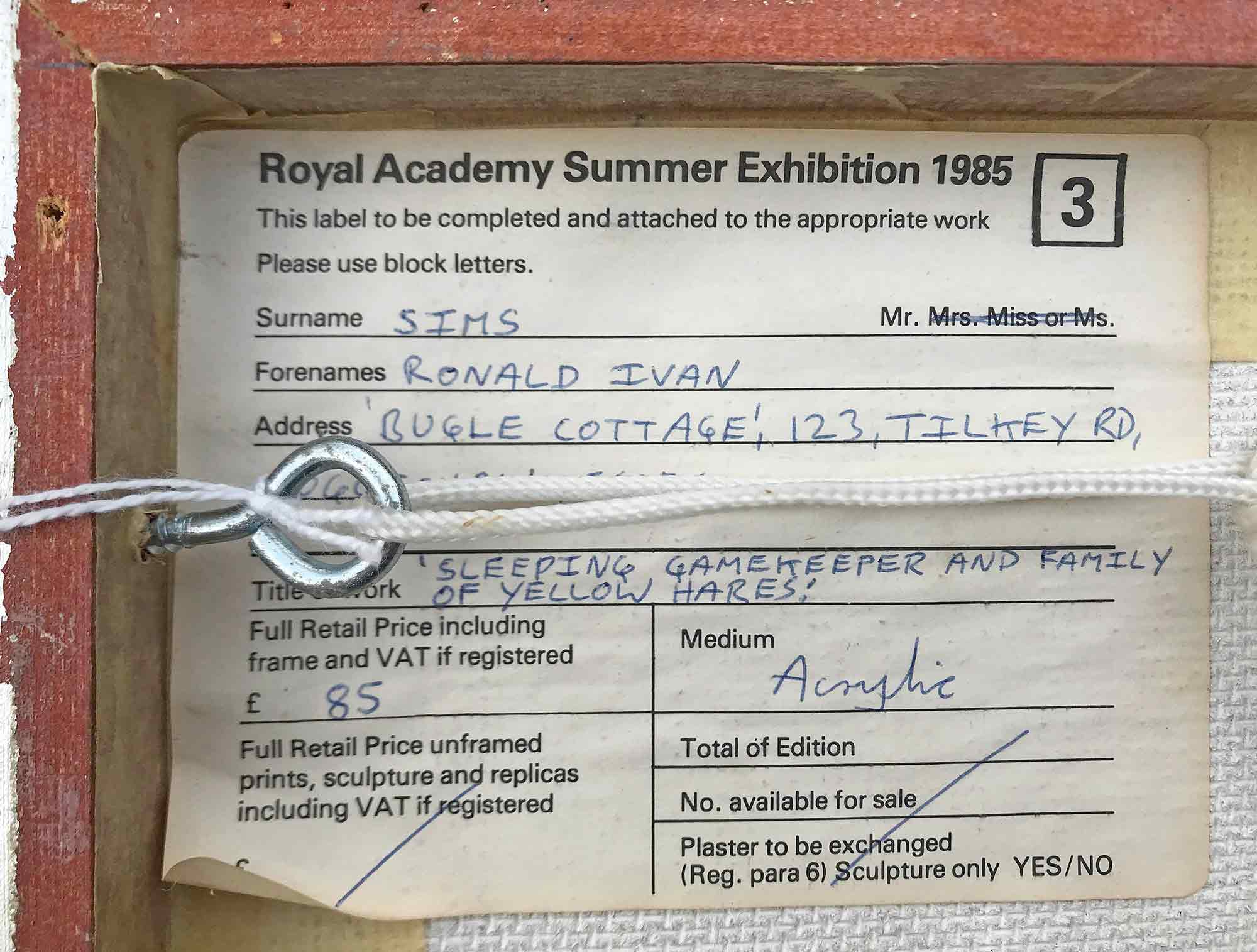 Ron Sims 'Sleeping Gamekeeper And Family Of Yellow Hares' Royal Academy