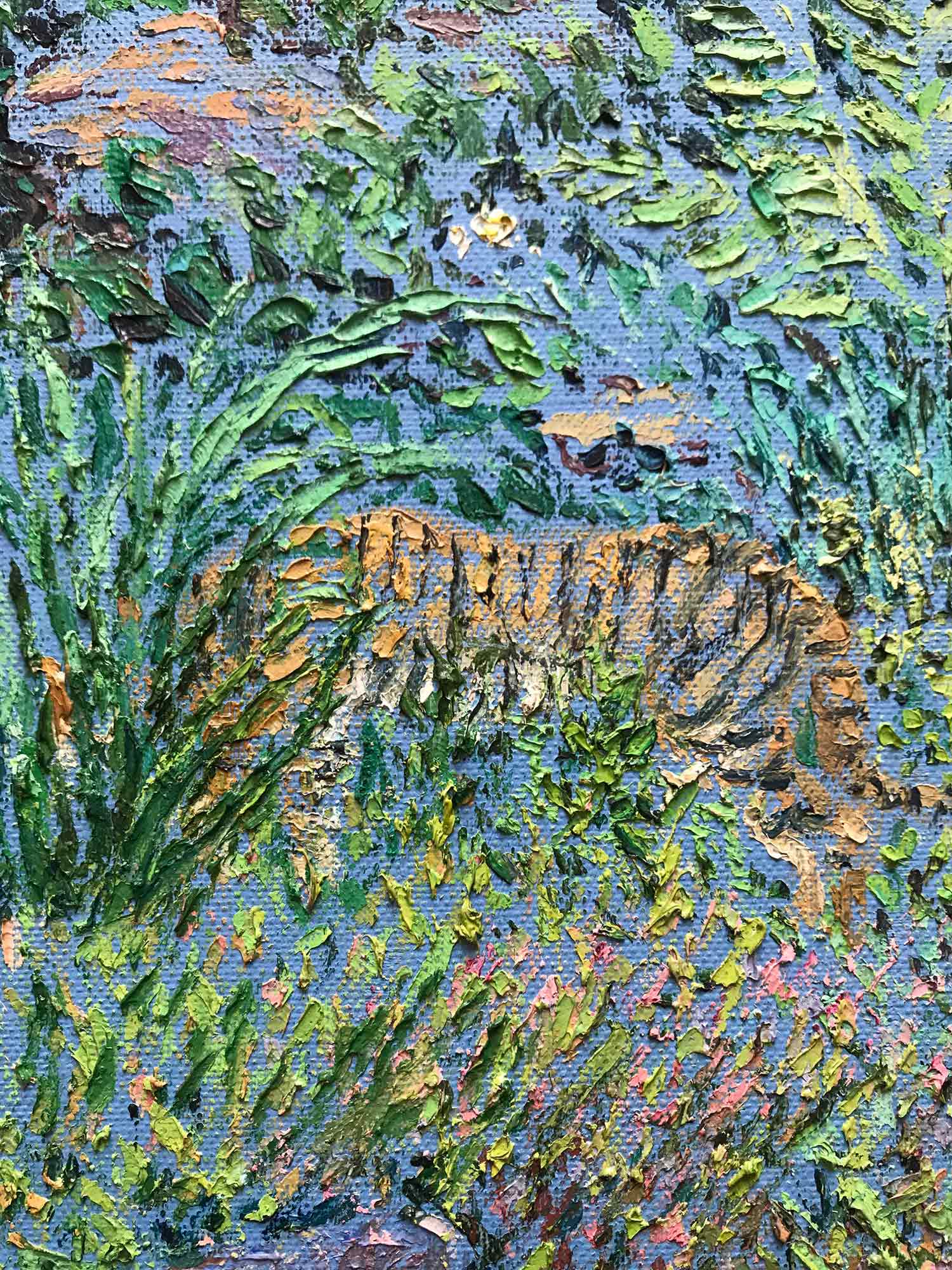 Serge Ponomarev Oil Painting 'Landscape with Tigers'
