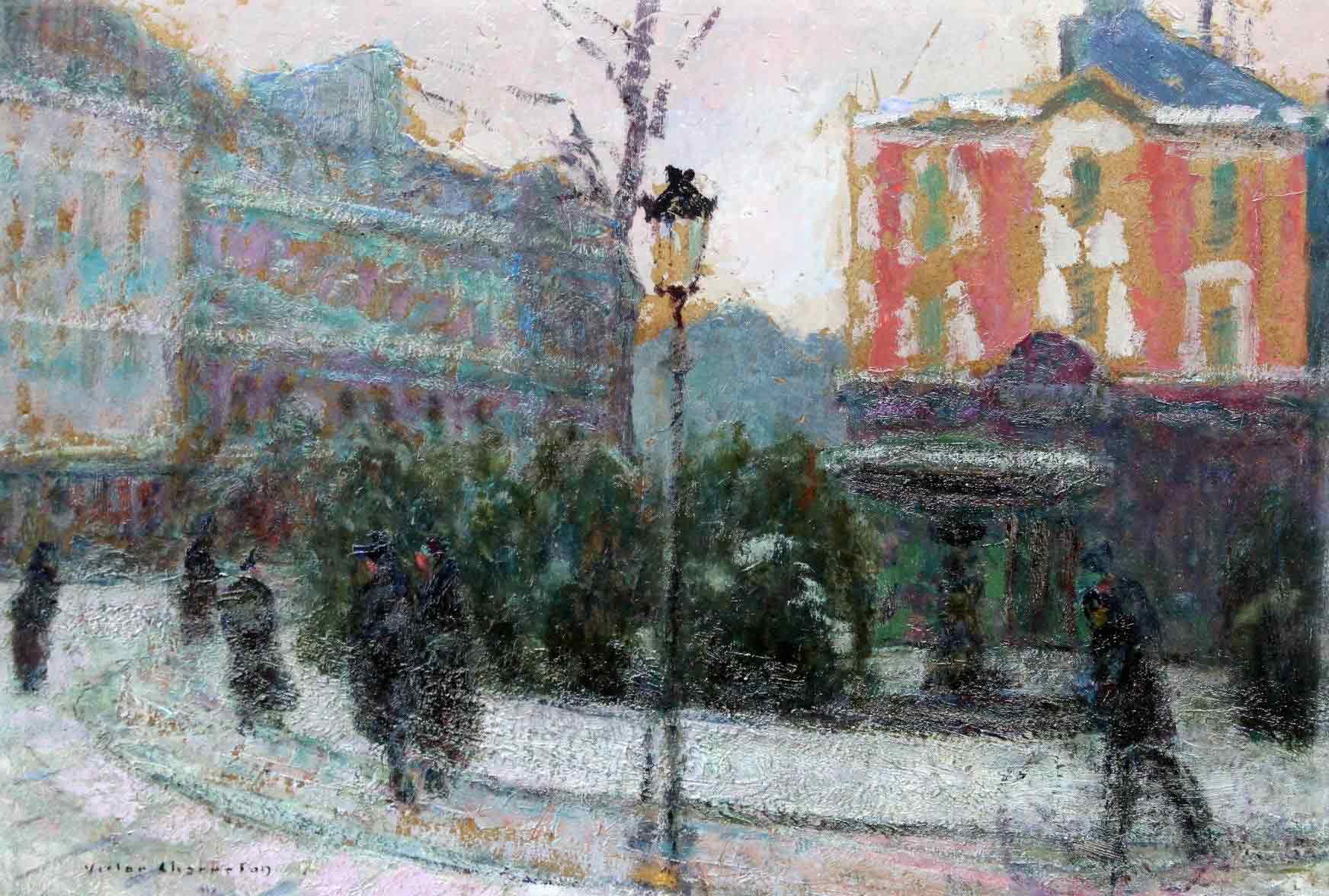 Victor Charreton Oil Painting 'Place Pigale - Paris'